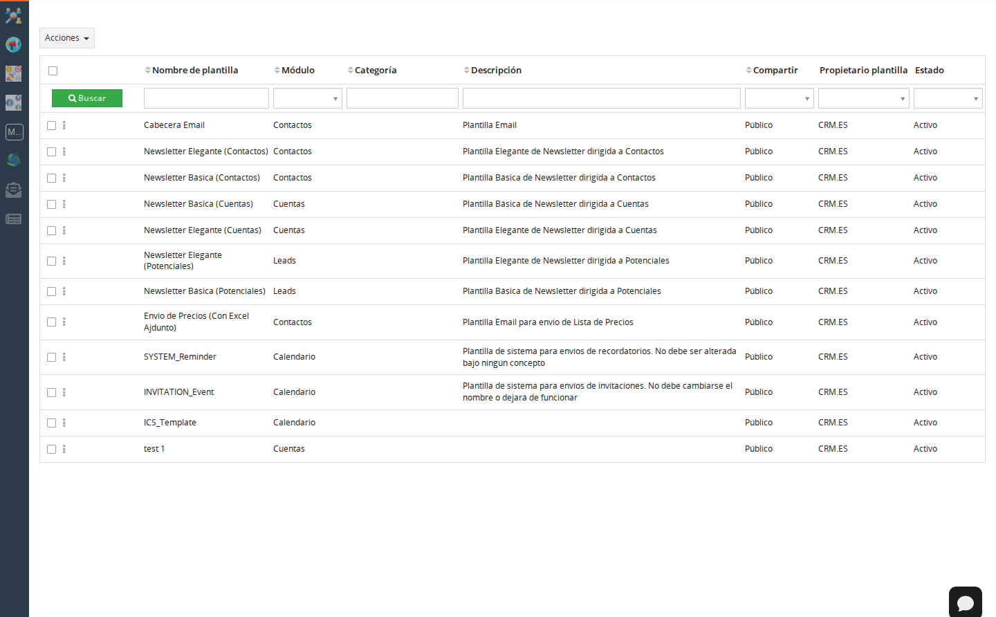 Lista de plantillas de EMAIL Maker con datos de ejemplo