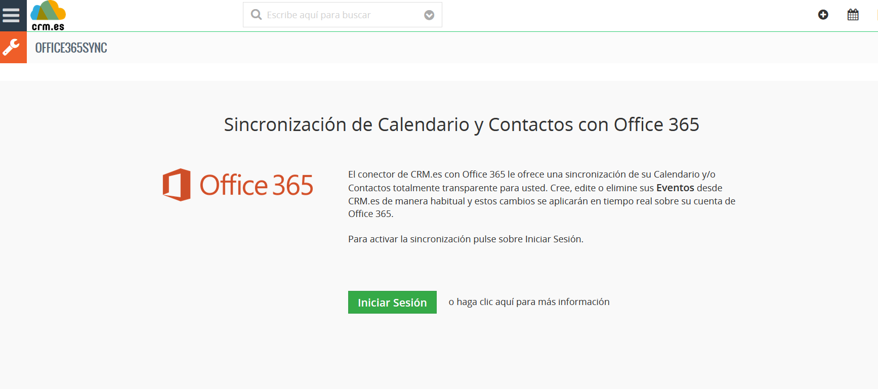 Portada de Office365 Sync con la acción Iniciar sesión
